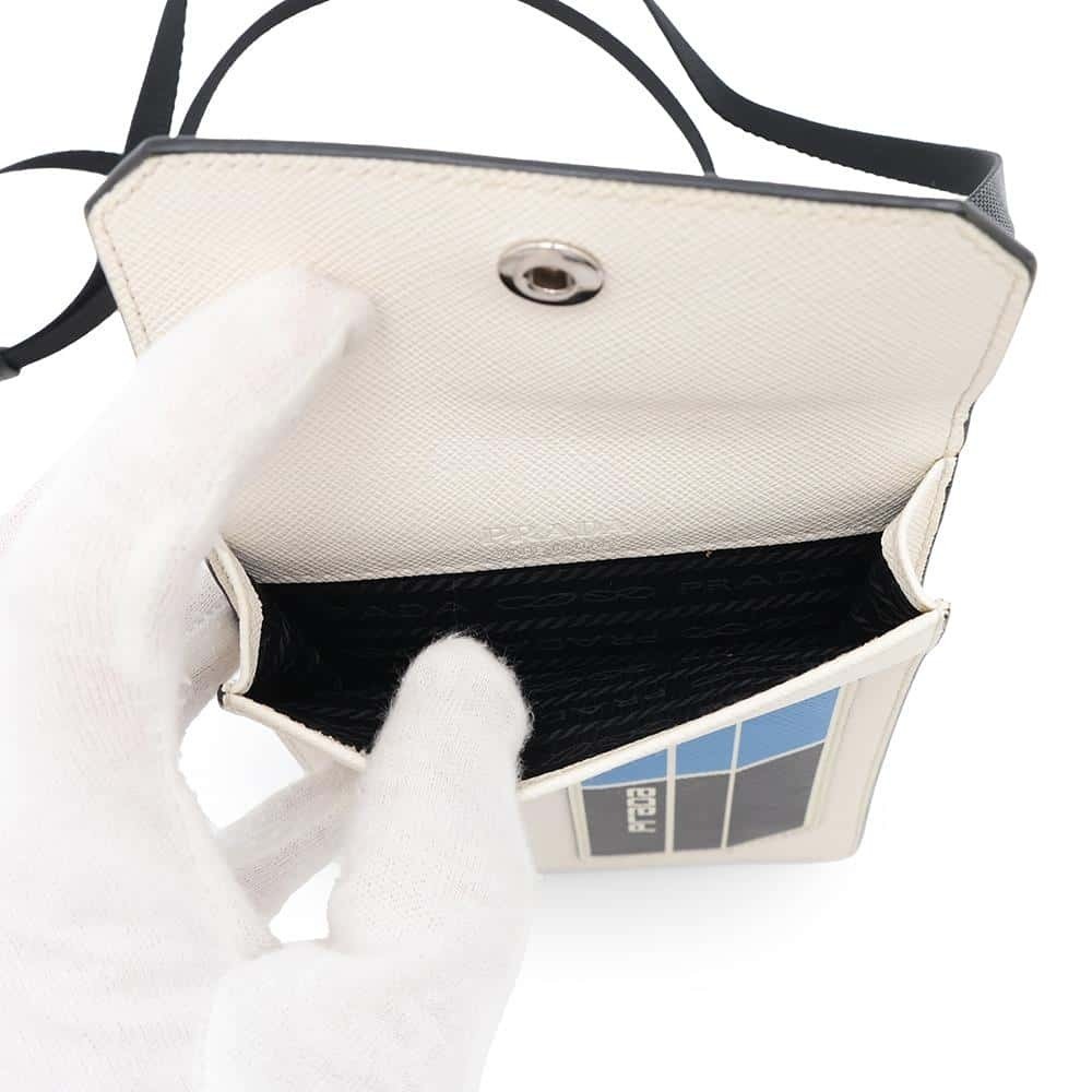 Prada White Leather Smartphone Holder Card Phone Pouch View 5